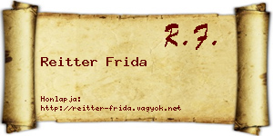 Reitter Frida névjegykártya